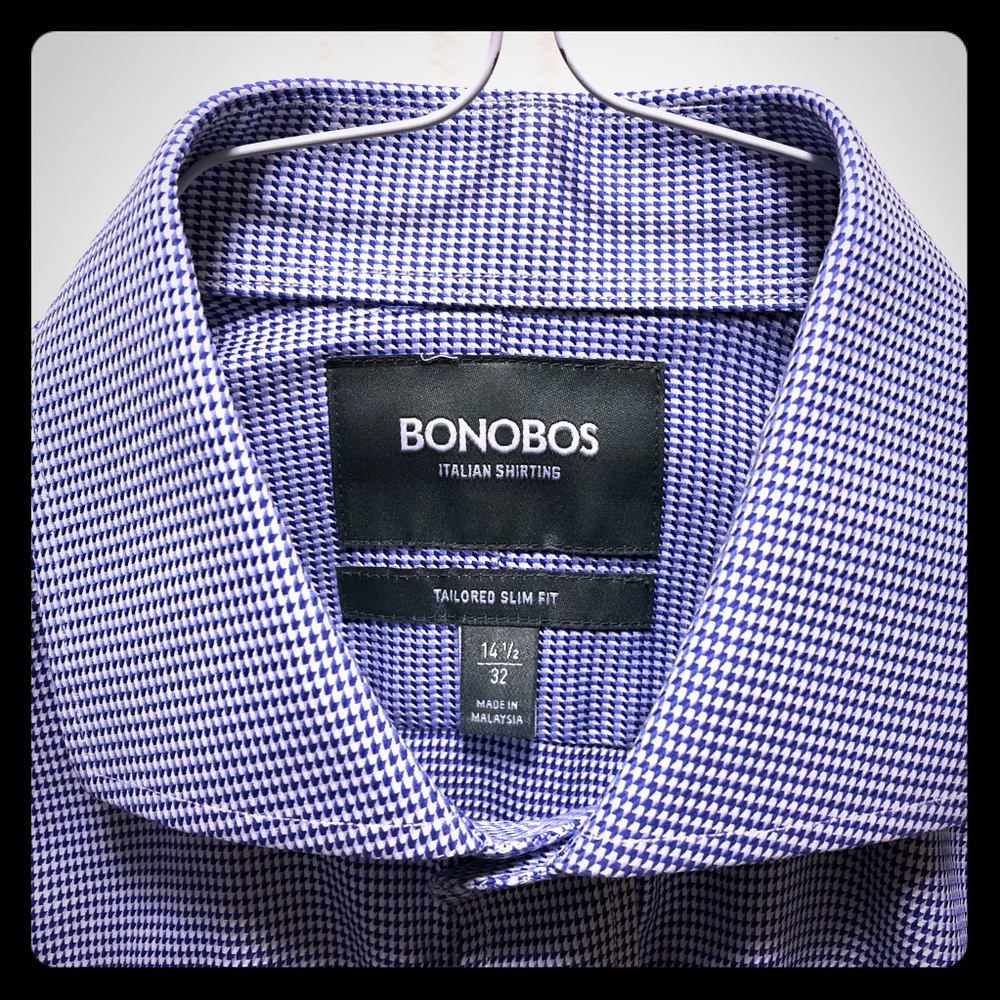 Bonobos Blue Houndstooth Dress Shirt (14.5/32)